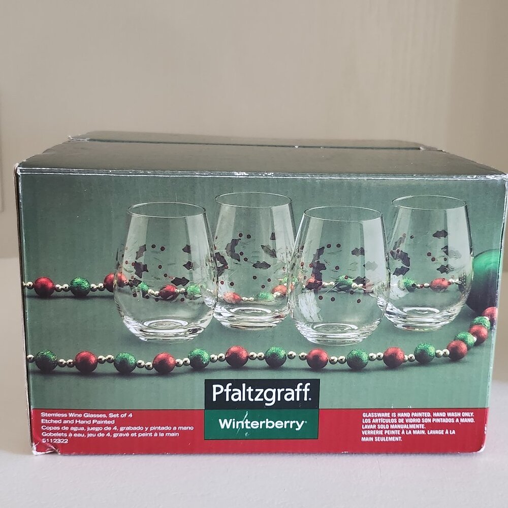 Pfaltzgraff Winterberry Stemless Wine Glasses Set of Four New Inbox